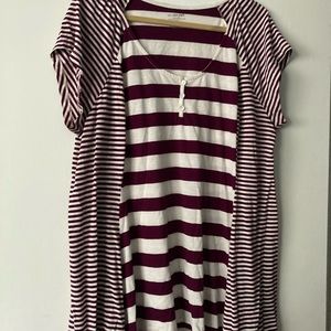 Purple & cream striped lane Bryant shirt size 22